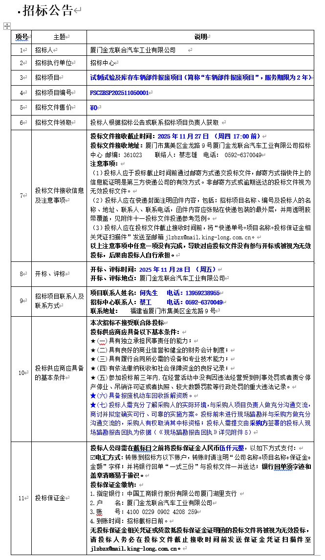 公開(kāi)招標(biāo)招標(biāo)公告-試制試驗(yàn)及庫(kù)存車輛部件報(bào)廢項(xiàng)目-2025.11.17